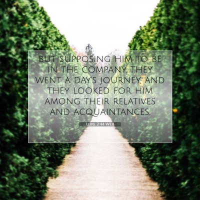 Picture 07 - Luke 2:44 WEB - but supposing him to be in the company, they went - Bible Verse Picture
