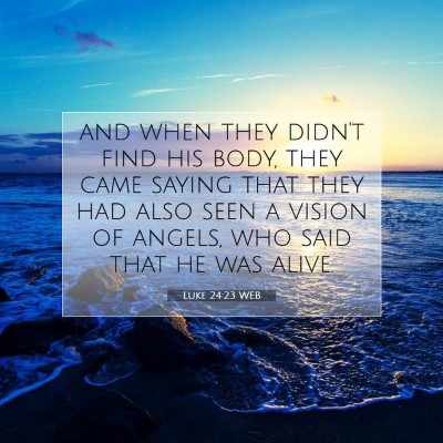 Picture 07 - Luke 24:23 WEB - and when they didn't find his body, they came - Bible Verse Picture