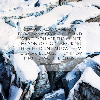 Picture 07 - Luke 4:41 WEB - Demons also came out from many, crying out, and - Bible Verse Picture