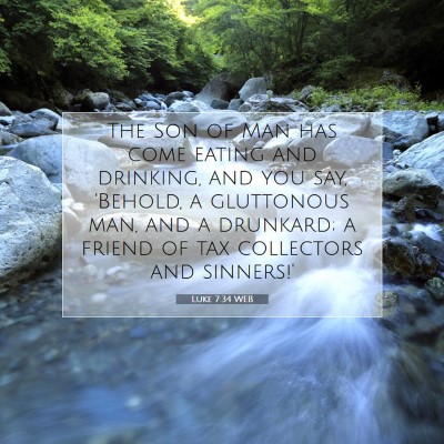 Picture 07 - Luke 7:34 WEB - The Son of Man has come eating and drinking, and - Bible Verse Picture