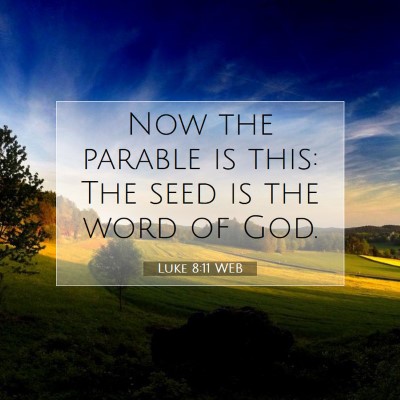 Picture 07 - Luke 8:11 WEB - Now the parable is this: The seed is the word of - Bible Verse Picture