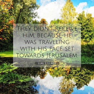 Picture 07 - Luke 9:53 WEB - They didn't receive him, because he was traveling - Bible Verse Picture