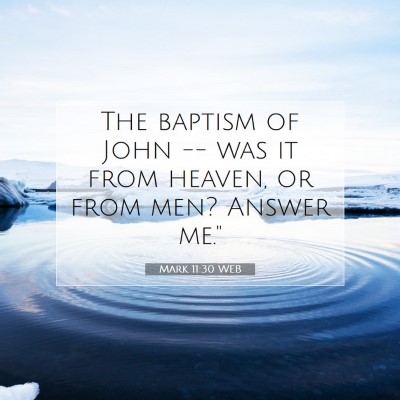 Picture 07 - Mark 11:30 WEB - The baptism of John -- was it from heaven, or - Bible Verse Picture