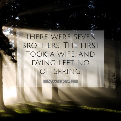 Picture 07 - Mark 12:20 WEB - There were seven brothers. The first took a wife, - Bible Verse Picture