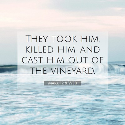 Picture 07 - Mark 12:8 WEB - They took him, killed him, and cast him out of - Bible Verse Picture