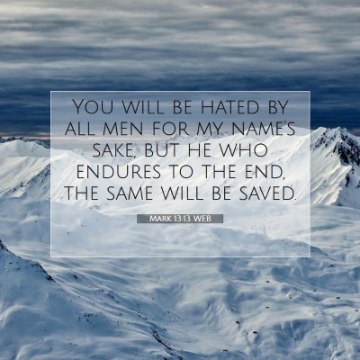 Picture 07 - Mark 13:13 WEB - You will be hated by all men for my name's sake, - Bible Verse Picture