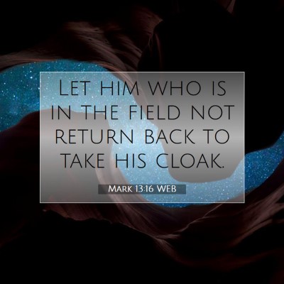 Picture 07 - Mark 13:16 WEB - Let him who is in the field not return back to - Bible Verse Picture