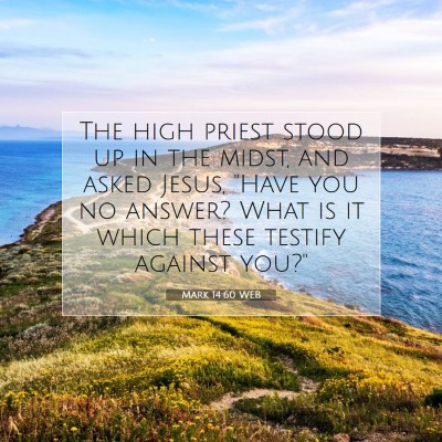 Picture 07 - Mark 14:60 WEB - The high priest stood up in the midst, and asked - Bible Verse Picture