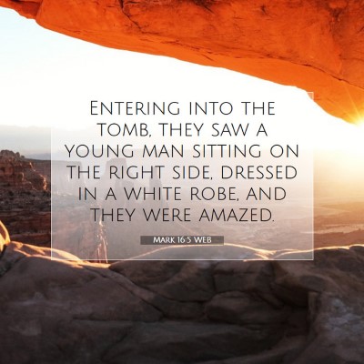 Picture 07 - Mark 16:5 WEB - Entering into the tomb, they saw a young man - Bible Verse Picture