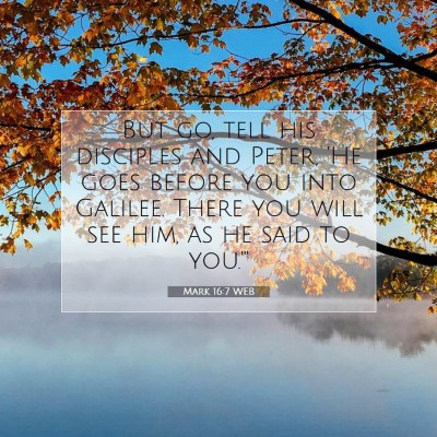 Picture 07 - Mark 16:7 WEB - But go, tell his disciples and Peter, 'He goes - Bible Verse Picture