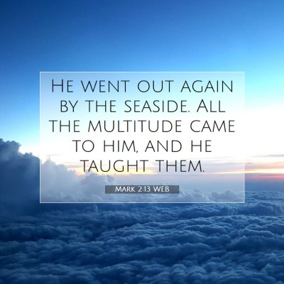Picture 07 - Mark 2:13 WEB - He went out again by the seaside. All the - Bible Verse Picture
