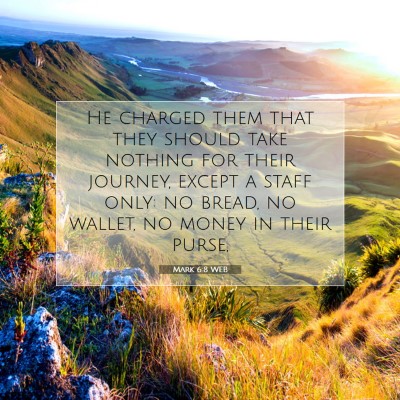 Picture 07 - Mark 6:8 WEB - He charged them that they should take nothing for - Bible Verse Picture