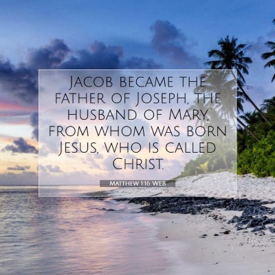 Picture 07 - Matthew 1:16 WEB - Jacob became the father of Joseph, the husband of - Bible Verse Picture