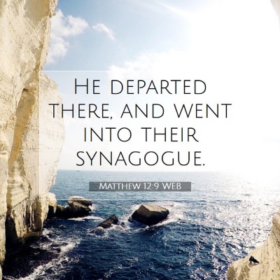 Picture 07 - Matthew 12:9 WEB - He departed there, and went into their - Bible Verse Picture