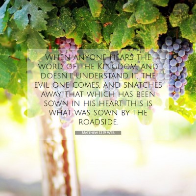 Picture 07 - Matthew 13:19 WEB - When anyone hears the word of the Kingdom, and - Bible Verse Picture