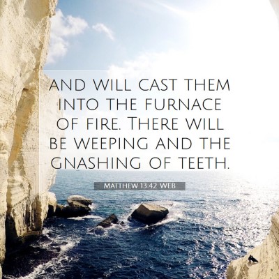 Picture 07 - Matthew 13:42 WEB - and will cast them into the furnace of fire. - Bible Verse Picture
