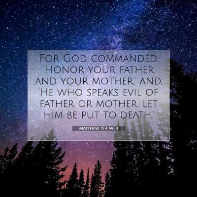 Picture 07 - Matthew 15:4 WEB - For God commanded, 'Honor your father and your - Bible Verse Picture