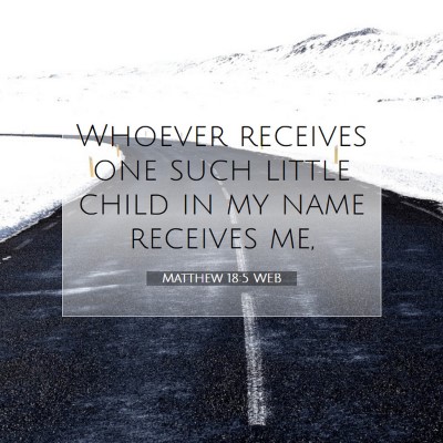Picture 07 - Matthew 18:5 WEB - Whoever receives one such little child in my name - Bible Verse Picture