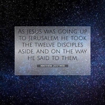 Picture 07 - Matthew 20:17 WEB - As Jesus was going up to Jerusalem, he took the - Bible Verse Picture