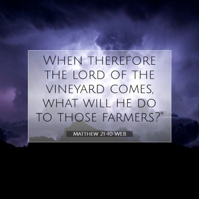 Picture 07 - Matthew 21:40 WEB - When therefore the lord of the vineyard comes, - Bible Verse Picture