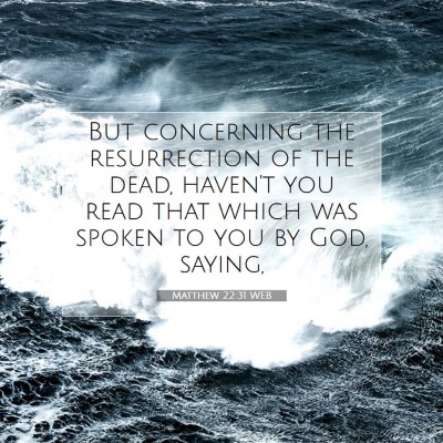 Picture 07 - Matthew 22:31 WEB - But concerning the resurrection of the dead, - Bible Verse Picture