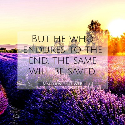 Picture 07 - Matthew 24:13 WEB - But he who endures to the end, the same will be - Bible Verse Picture