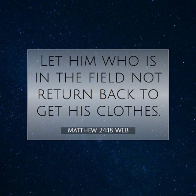 Picture 07 - Matthew 24:18 WEB - Let him who is in the field not return back to - Bible Verse Picture
