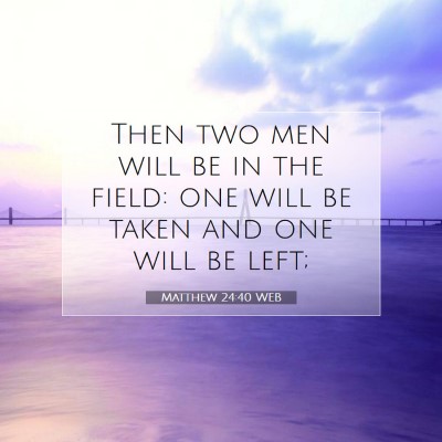 Picture 07 - Matthew 24:40 WEB - Then two men will be in the field: one will be - Bible Verse Picture