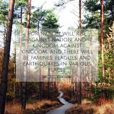 Picture 07 - Matthew 24:7 WEB - For nation will rise against nation, and kingdom - Bible Verse Picture