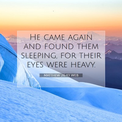 Picture 07 - Matthew 26:43 WEB - He came again and found them sleeping, for their - Bible Verse Picture