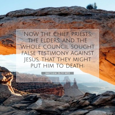 Picture 07 - Matthew 26:59 WEB - Now the chief priests, the elders, and the whole - Bible Verse Picture