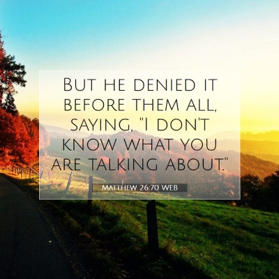 Picture 07 - Matthew 26:70 WEB - But he denied it before them all, saying, 