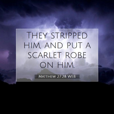 Picture 07 - Matthew 27:28 WEB - They stripped him, and put a scarlet robe on - Bible Verse Picture