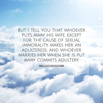 Picture 07 - Matthew 5:32 WEB - but I tell you that whoever puts away his wife, - Bible Verse Picture
