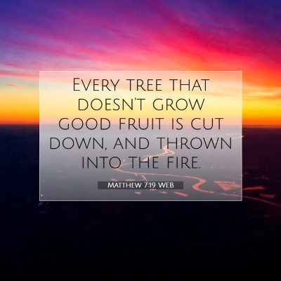 Picture 07 - Matthew 7:19 WEB - Every tree that doesn't grow good fruit is cut - Bible Verse Picture