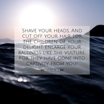 Picture 07 - Micah 1:16 WEB - Shave your heads, And cut off your hair for the - Bible Verse Picture