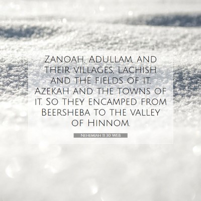 Picture 07 - Nehemiah 11:30 WEB - Zanoah, Adullam, and their villages, Lachish and - Bible Verse Picture
