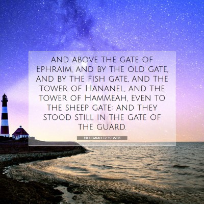 Picture 07 - Nehemiah 12:39 WEB - and above the gate of Ephraim, and by the old - Bible Verse Picture