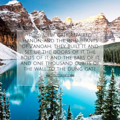 Picture 07 - Nehemiah 3:13 WEB - The valley gate repaired Hanun, and the - Bible Verse Picture
