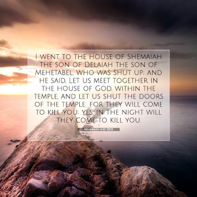 Picture 07 - Nehemiah 6:10 WEB - I went to the house of Shemaiah the son of - Bible Verse Picture