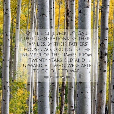 Picture 07 - Numbers 1:24 WEB - Of the children of Gad, their generations, by - Bible Verse Picture