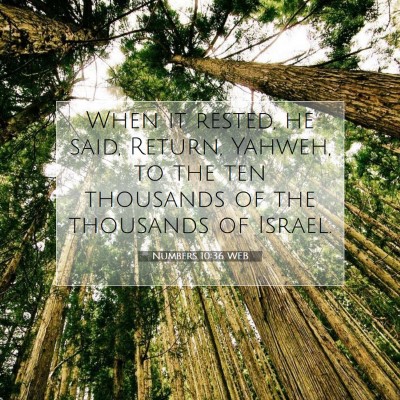 Picture 07 - Numbers 10:36 WEB - When it rested, he said, Return, Yahweh, to the - Bible Verse Picture