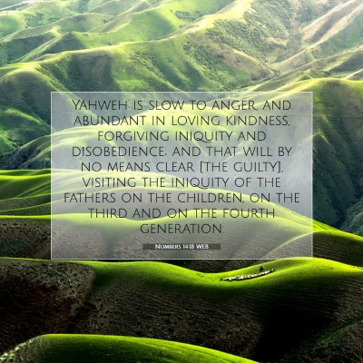Picture 07 - Numbers 14:18 WEB - Yahweh is slow to anger, and abundant in loving - Bible Verse Picture