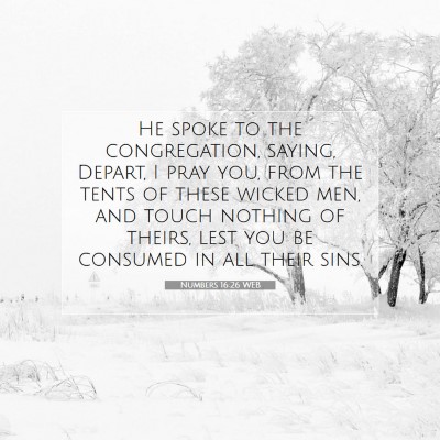 Picture 07 - Numbers 16:26 WEB - He spoke to the congregation, saying, Depart, I - Bible Verse Picture