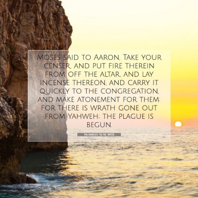 Picture 07 - Numbers 16:46 WEB - Moses said to Aaron, Take your censer, and put - Bible Verse Picture
