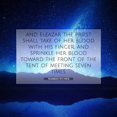 Picture 07 - Numbers 19:4 WEB - and Eleazar the priest shall take of her blood - Bible Verse Picture