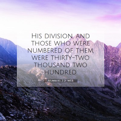 Picture 07 - Numbers 2:21 WEB - His division, and those who were numbered of - Bible Verse Picture