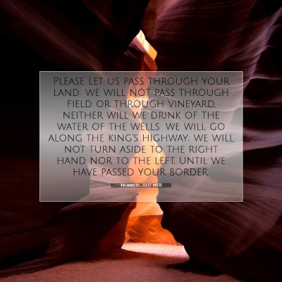 Picture 07 - Numbers 20:17 WEB - Please let us pass through your land: we will not - Bible Verse Picture