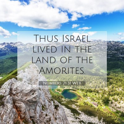 Picture 07 - Numbers 21:31 WEB - Thus Israel lived in the land of the - Bible Verse Picture
