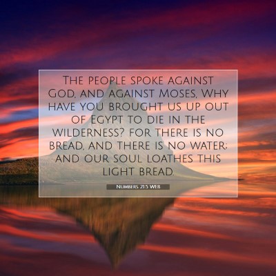 Picture 07 - Numbers 21:5 WEB - The people spoke against God, and against Moses, - Bible Verse Picture